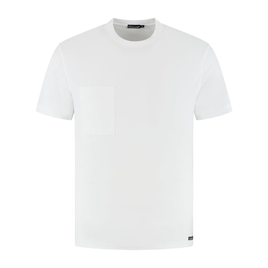 ECHO2 - ROUND NECK  - PREMIUM LIGHT WEIGHT TEE - WITH POCKET - WHITE - NEW STYLE AND FABRIC